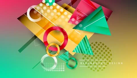 Abstract background - overlapping circles, rectangles, and triangles with Illustrazione stock