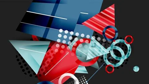 Abstract background - overlapping circles, rectangles, and triangles with Illustrazione stock