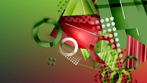 Abstract background - overlapping circles, rectangles, and triangles with Stock Illustration