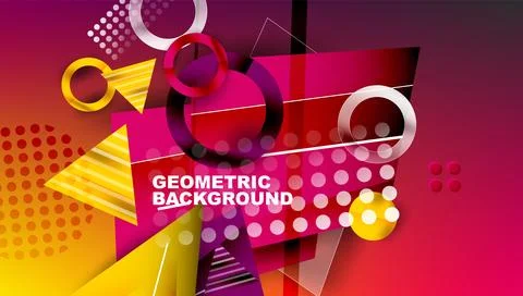 Abstract background - overlapping circles, rectangles, and triangles with Illustrazione stock