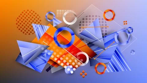 Abstract background - overlapping circles, rectangles, and triangles with Stock Illustration