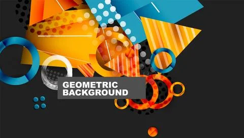 Abstract background - overlapping circles, rectangles, and triangles with Stock Illustration