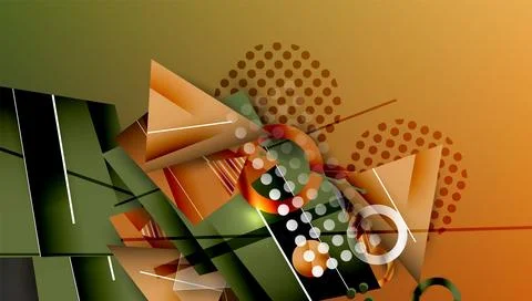 Abstract background - overlapping circles, rectangles, and triangles with Stock Illustration