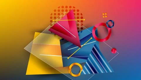 Abstract background - overlapping circles, rectangles, and triangles with Stock Illustration