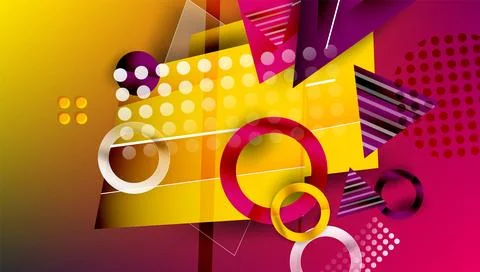 Abstract background - overlapping circles, rectangles, and triangles with Illustrazione stock