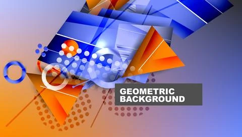 Abstract background - overlapping circles, rectangles, and triangles with Stock Illustration