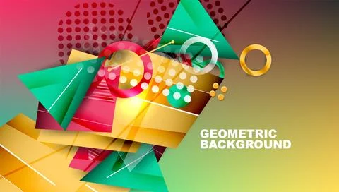 Abstract background - overlapping circles, rectangles, and triangles with Illustrazione stock