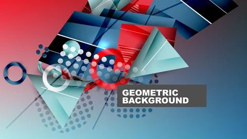 Abstract background - overlapping circles, rectangles, and triangles with Stock Illustration