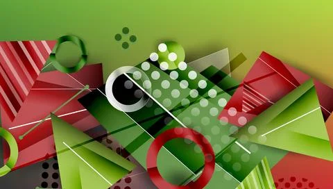Abstract background - overlapping circles, rectangles, and triangles with Stock Illustration