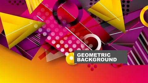 Abstract background - overlapping circles, rectangles, and triangles with Stock Illustration