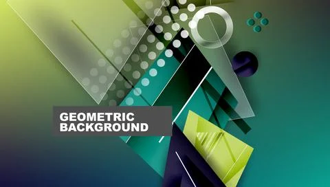 Abstract background - overlapping circles, rectangles, and triangles with Illustrazione stock