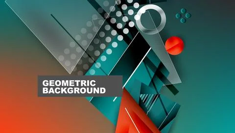 Abstract background - overlapping circles, rectangles, and triangles with Stockillustratie