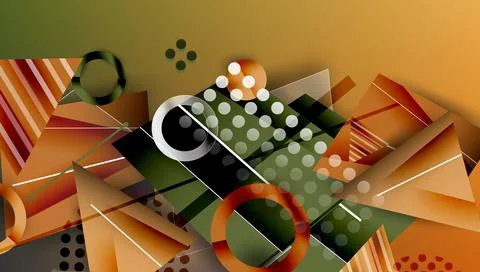 Abstract background - overlapping circles, rectangles, and triangles with Stock Illustration