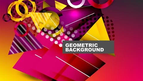 Abstract background - overlapping circles, rectangles, and triangles with Stock Illustration