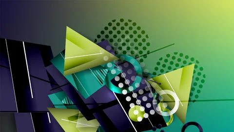 Abstract background - overlapping circles, rectangles, and triangles with Illustrazione stock