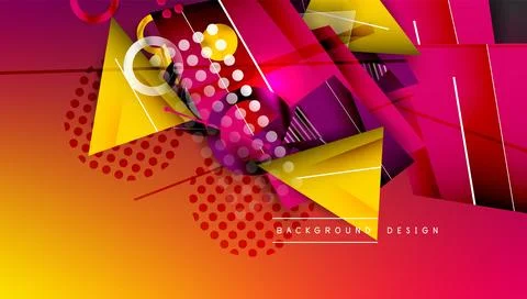 Abstract background - overlapping circles, rectangles, and triangles with Illustrazione stock