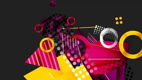 Abstract background - overlapping circles, rectangles, and triangles with Stock Illustration
