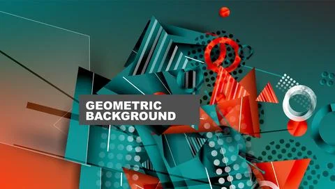 Abstract background - overlapping circles, rectangles, and triangles with Illustrazione stock