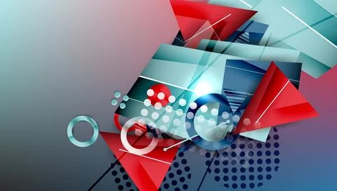 Abstract background - overlapping circles, rectangles, and triangles with Stock Illustration