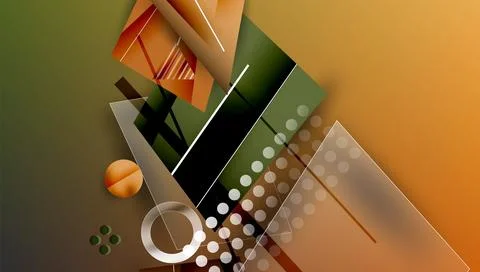 Abstract background - overlapping circles, rectangles, and triangles with Stock Illustration