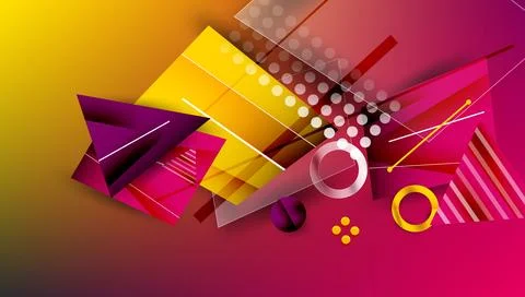 Abstract background - overlapping circles, rectangles, and triangles with Stock Illustration