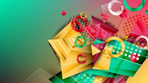 Abstract background - overlapping circles, rectangles, and triangles with Stock Illustration