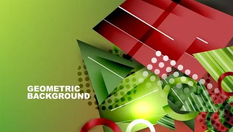 Abstract background - overlapping circles, rectangles, and triangles with Illustrazione stock