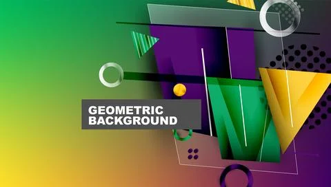 Abstract background - overlapping circles, rectangles, and triangles with Stock Illustration