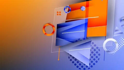 Abstract background - overlapping circles, rectangles, and triangles with Illustrazione stock