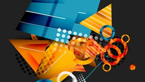 Abstract background - overlapping circles, rectangles, and triangles with Stock Illustration