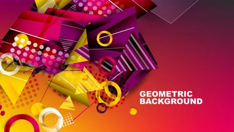 Abstract background - overlapping circles, rectangles, and triangles with Illustrazione stock