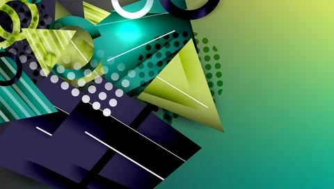 Abstract background - overlapping circles, rectangles, and triangles with Illustrazione stock