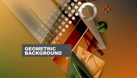 Abstract background - overlapping circles, rectangles, and triangles with Illustrazione stock