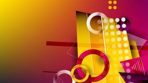 Abstract background - overlapping circles, rectangles, and triangles with Stock Illustration