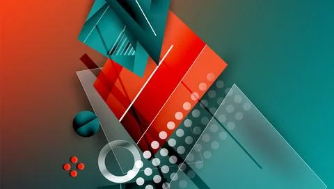 Abstract background - overlapping circles, rectangles, and triangles with Stock Illustration