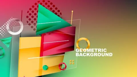 Abstract background - overlapping circles, rectangles, and triangles with Stock Illustration