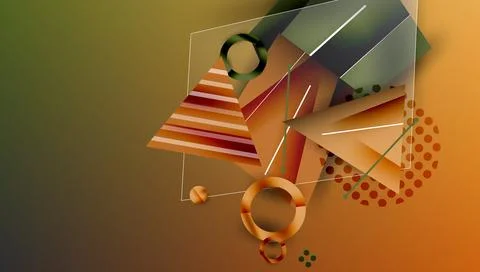 Abstract background - overlapping circles, rectangles, and triangles with Stock Illustration