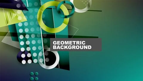 Abstract background - overlapping circles, rectangles, and triangles with Stock Illustration