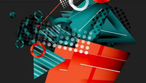 Abstract background - overlapping circles, rectangles, and triangles with Stock Illustration