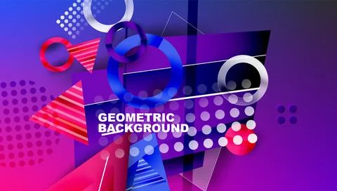 Abstract background - overlapping circles, rectangles, and triangles with Stock Illustration