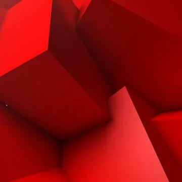 Abstract background with overlapping red cubes Stock Illustration
