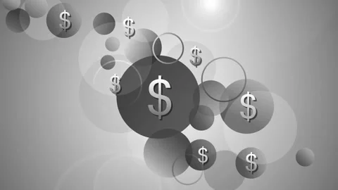 Abstract background with overlapping translucent circles and dollar signs a.. Stock Footage 333924231