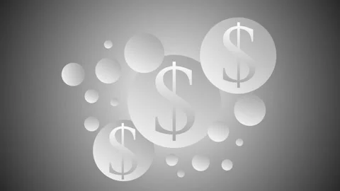 Abstract background with overlapping translucent circles and large dollar s.. Видео 335113635