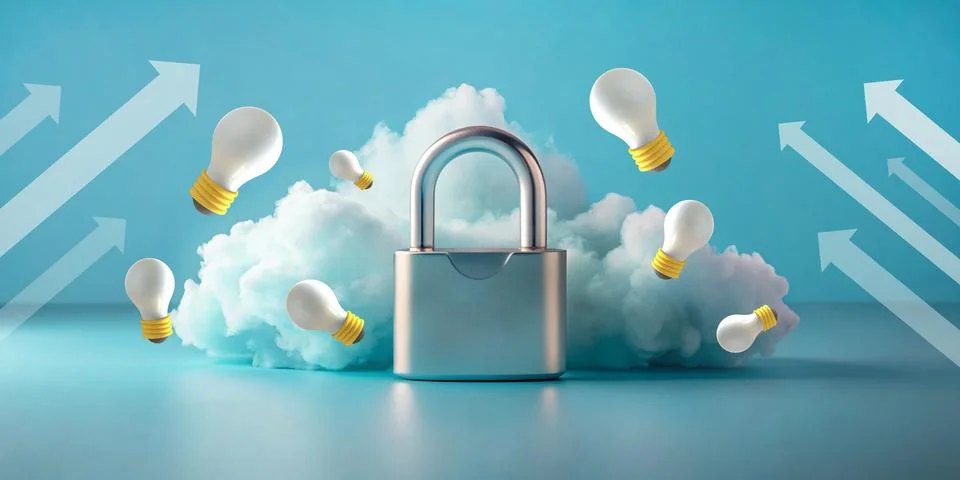 Abstract background. Padlock and light bulb ideas in creativity concept Stock Illustration