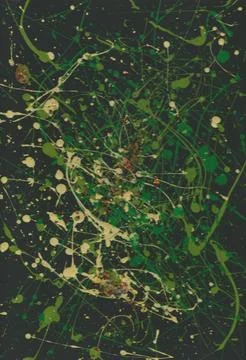 Abstract background with paint splashes and blots on a black background Stock Illustration