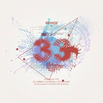 Abstract background with paint stain and geometric shapes.  Stock Illustration