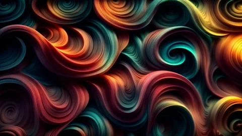 Abstract Background: Painted and Flowing Swirls. Curves in Colorful Motion Video stock 280751134