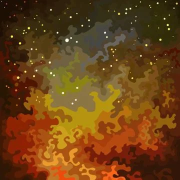 Abstract background with painted fire with flying sparks Stock Illustration