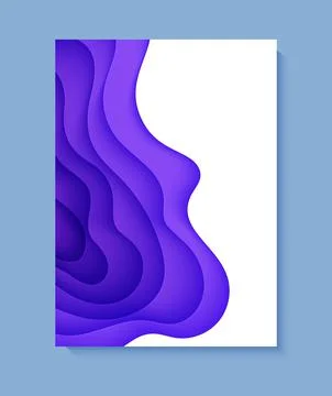 Abstract background in paper cut style. 3d white and purple colors waves with Stock Illustration