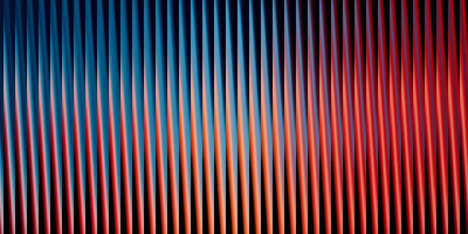 Abstract background with parallel vertical lines illuminated by blue and re.. Stock Illustration